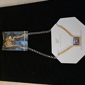 18"+2.5" Extender Gold Chain With Lavander Topaz CZ